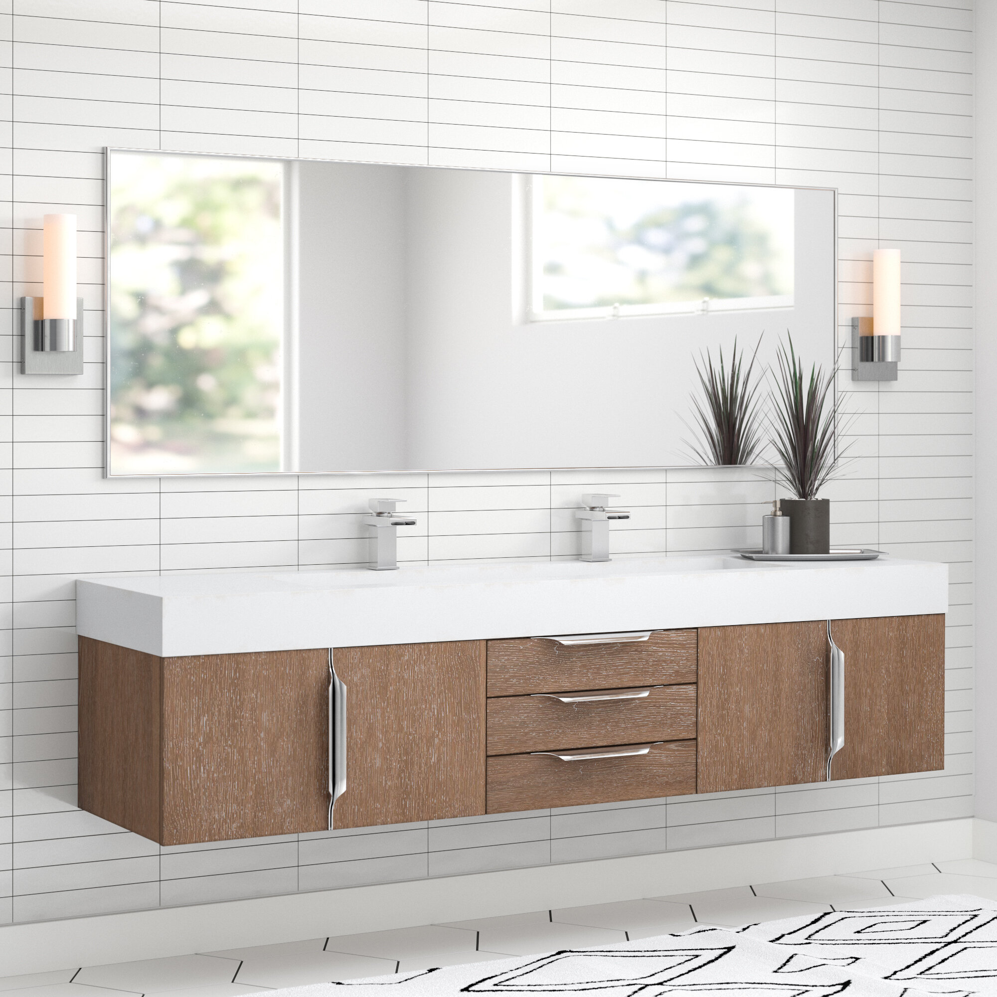 Allmodern Fika 73 Wall Mounted Double Bathroom Vanity Set Reviews Wayfair