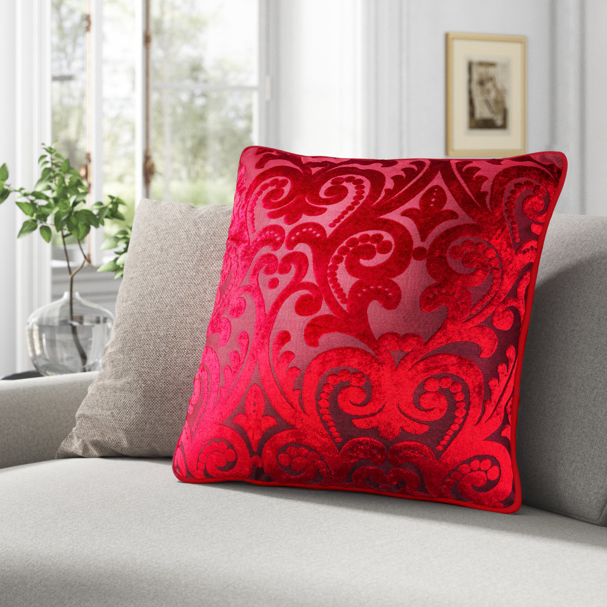 Red velvet throw pillows Clearance