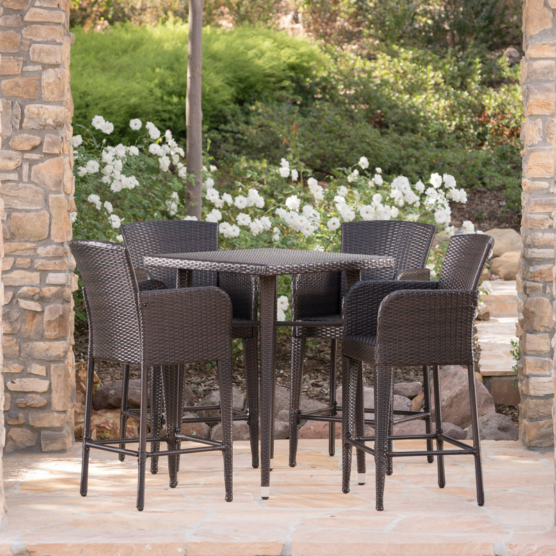 Brayden Studio® Sallee Outdoor Wicker 5 Piece Pub Table ...