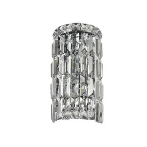 Clare 2-Light Clear Crystal Cascade Wall Sconce with Hardwired