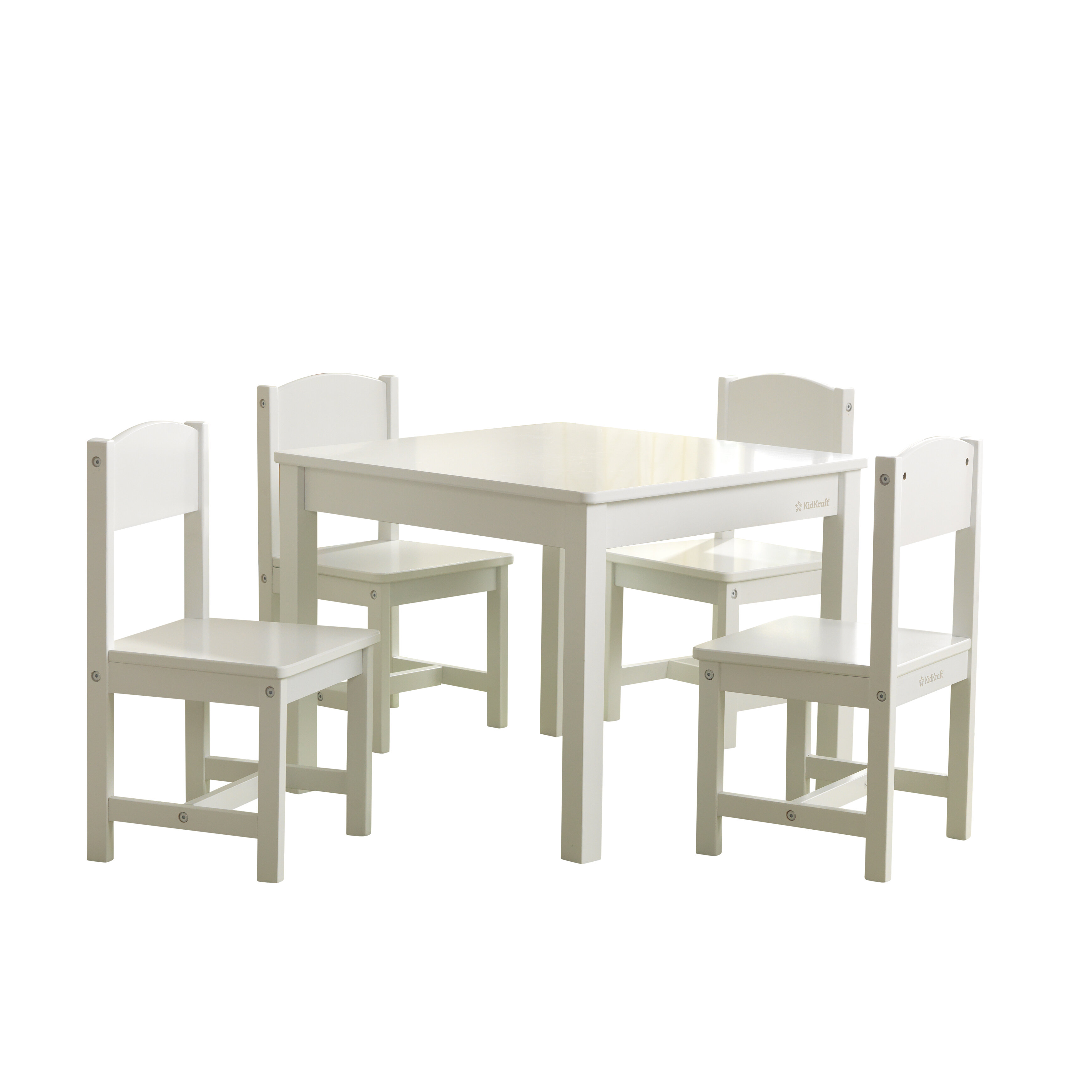 White Basics Kids Solid Wood Table and 2 Chairs Set 