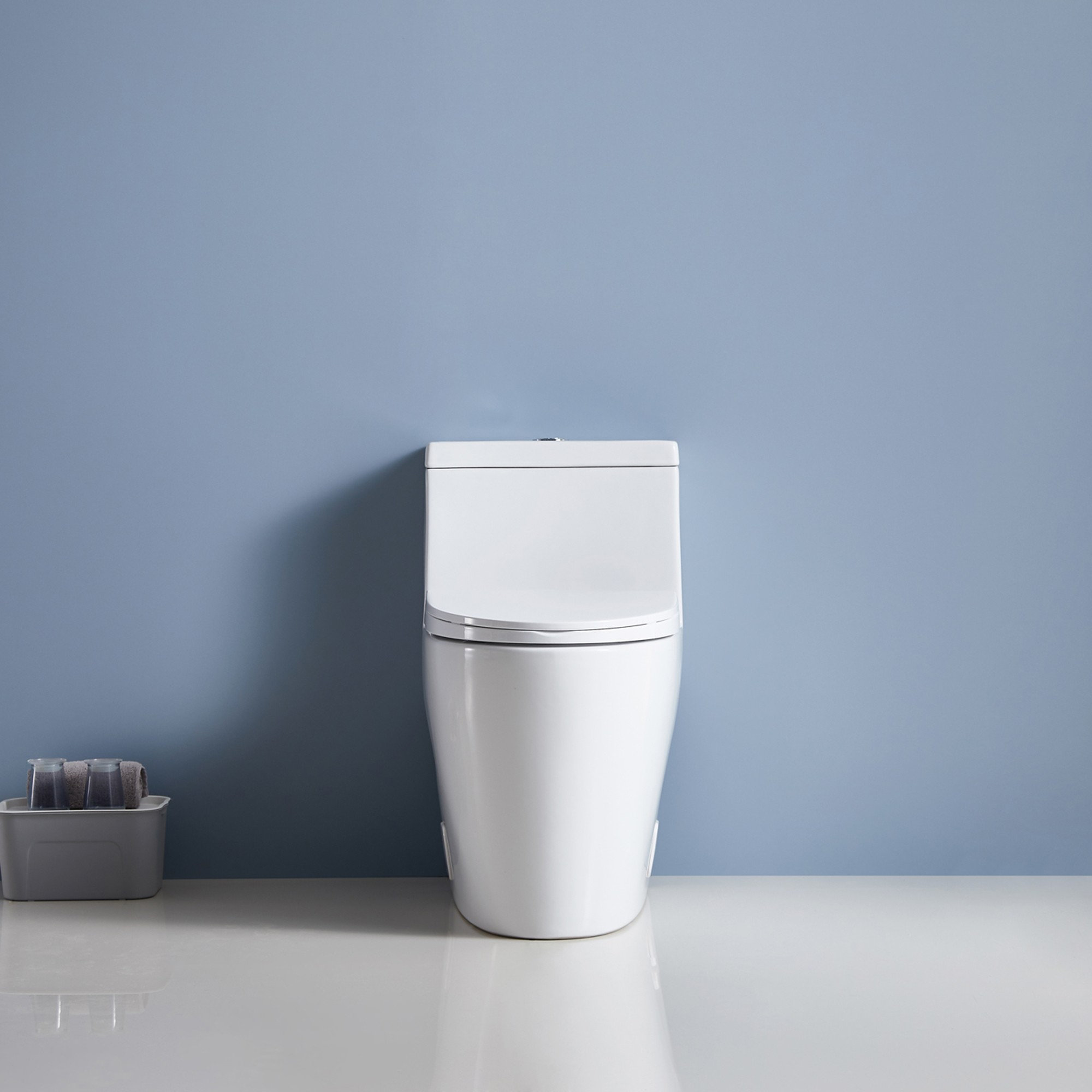 J E Home Dual Flush Elongated Toilet In White One Piece Toilet With Soft Close Seat Cover Commode Close Coupled Toilet Wayfair