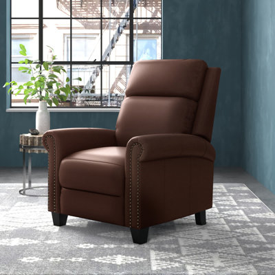33.5" Wide Traditional Breathable Top Grain Genuine Leather Pushback Recliner