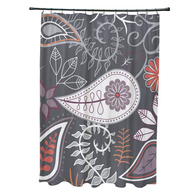 Alcott Hill Orchard Lane Polyester Paisley Floral Single Shower Curtain  Color: Gray