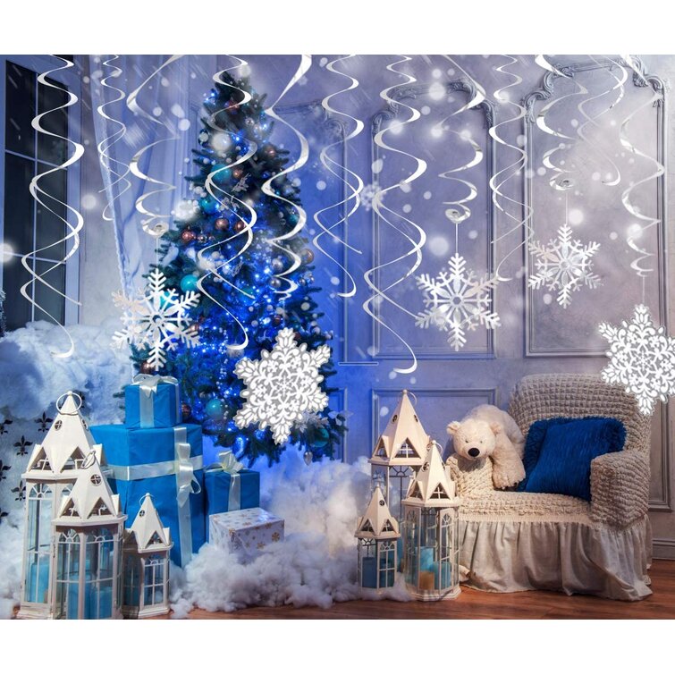 30pcs White Snowflake Ornaments Christmas Tree Decorations Home Festival Decor
