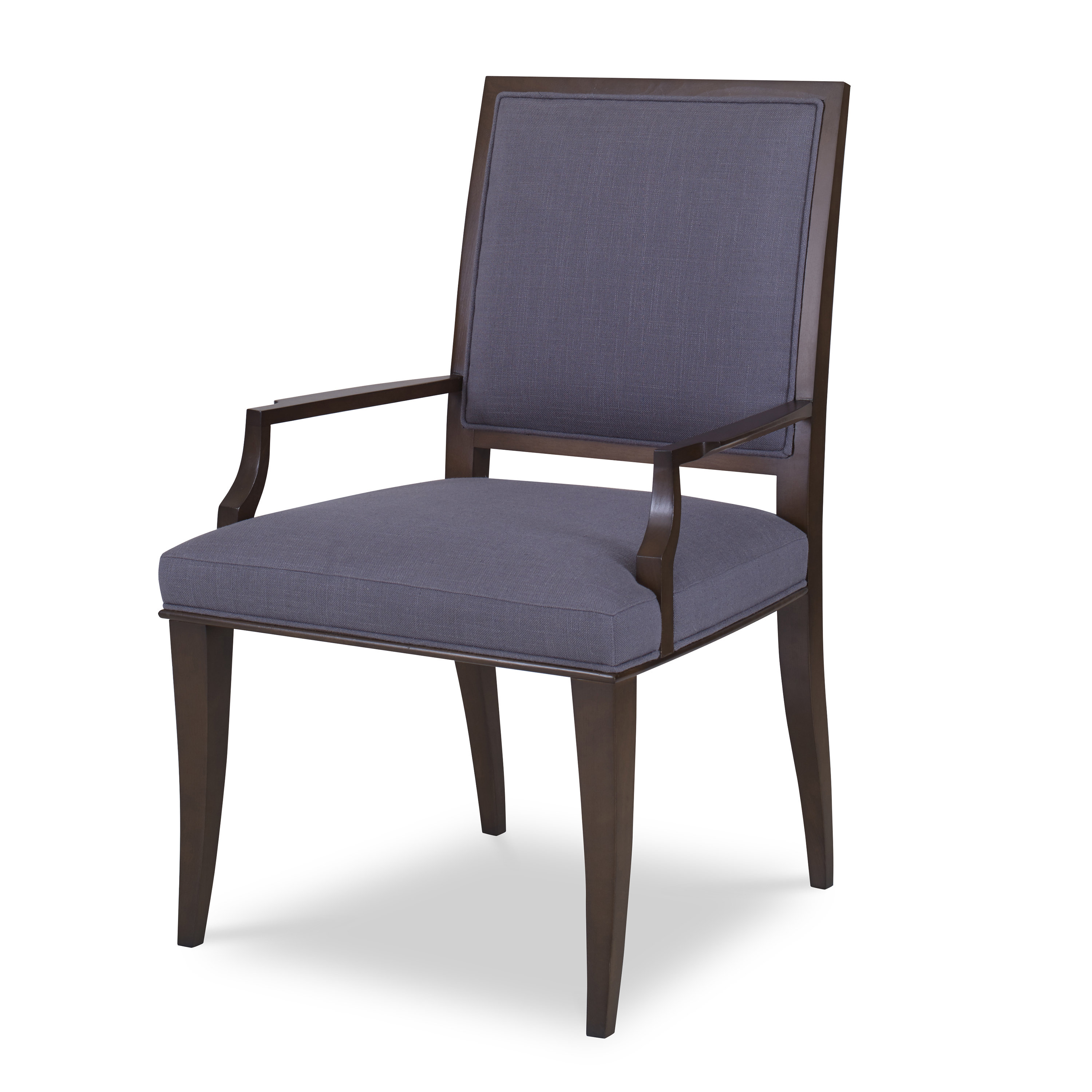 Ambella Home Collection Princeton King Louis Back Arm Chair in Savile Graphite; Blocked Ivory