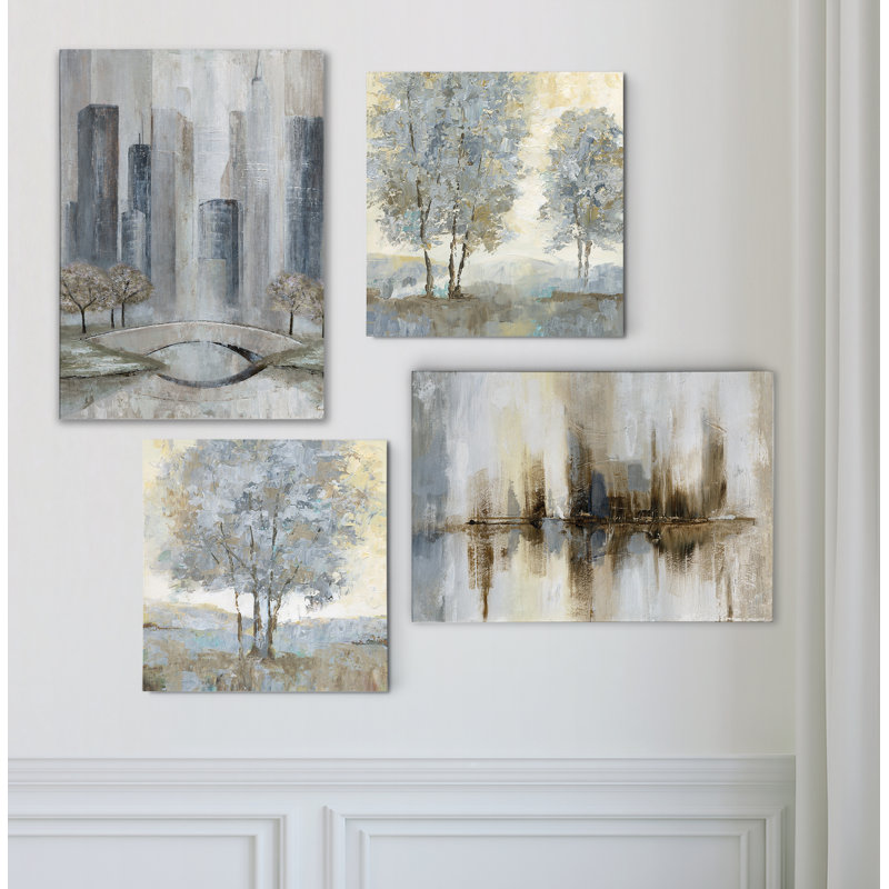 Winston Porter Touch Of Modern Grays 4 Piece Wrapped Canvas