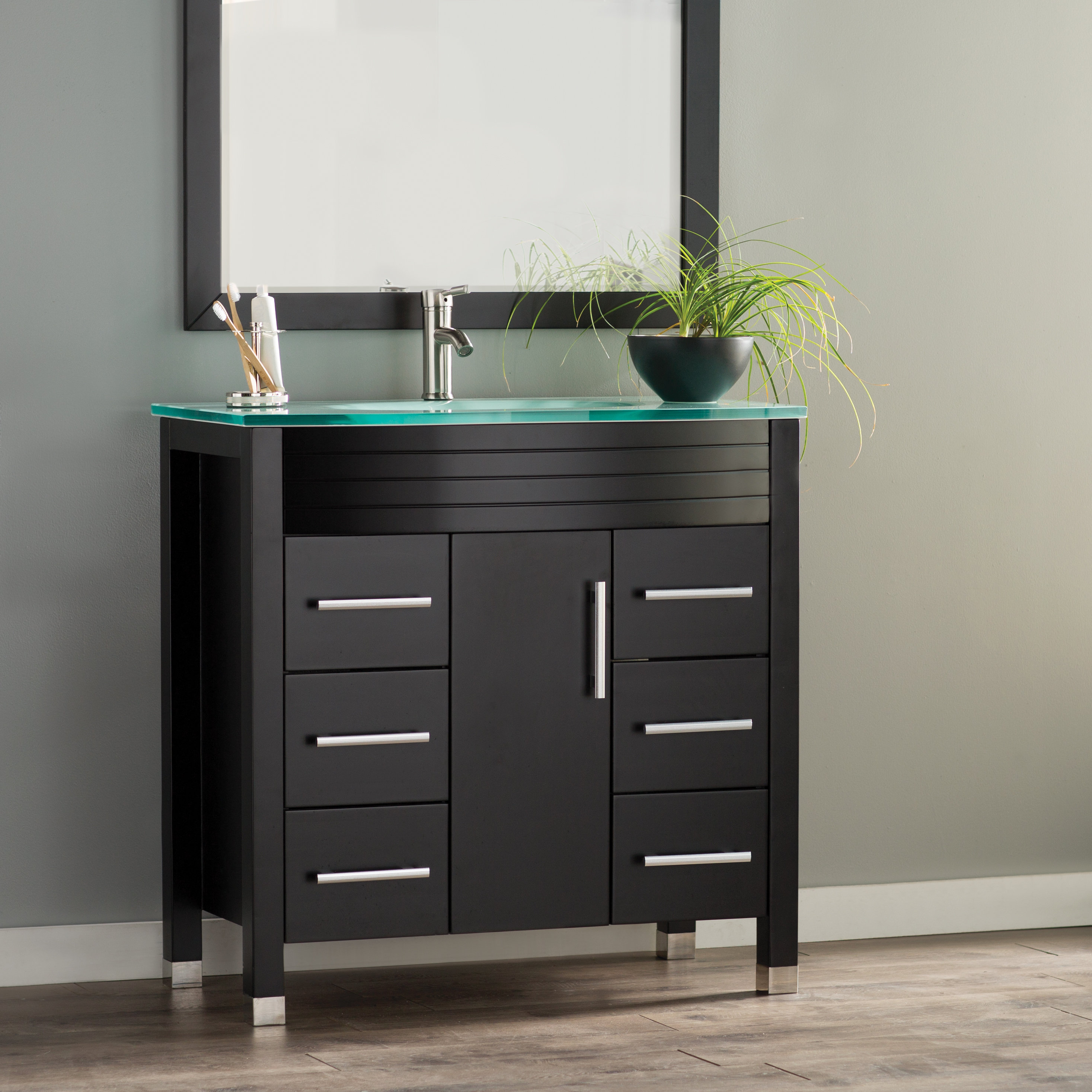 Orren Ellis Prall Modern 36 Single Sink Bathroom Vanity Set With Orren Ellis Prall Modern 36 Single Sink Bathroom Vanity Set With Mirror Wayfair