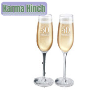 8 ounces Cypress Home 50th Anniversary Celebratory Champagne Flutes Set of 2 