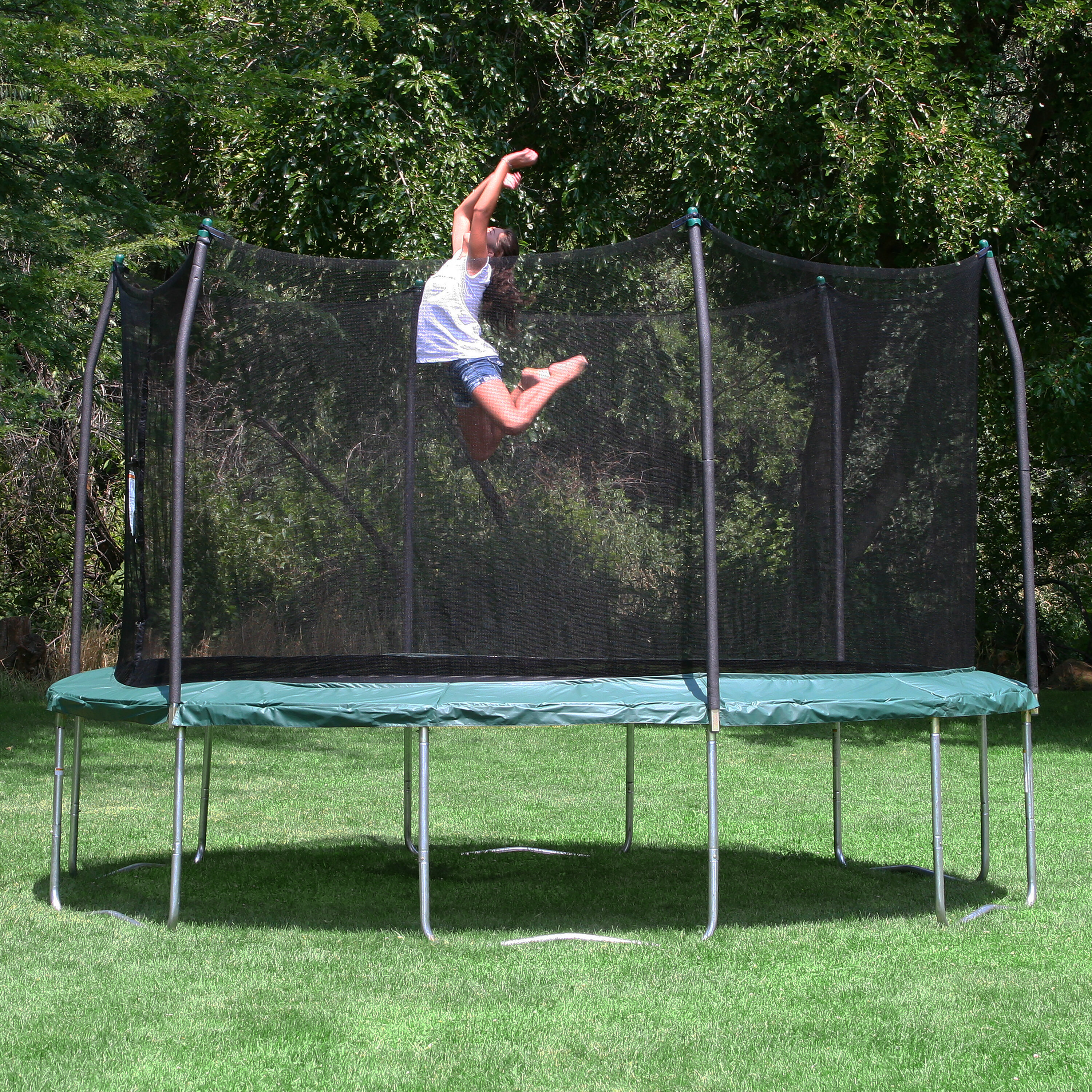 Skywalker 15 Round Backyard Trampoline With Safety Enclosure Wayfair Exclusive Wayfair