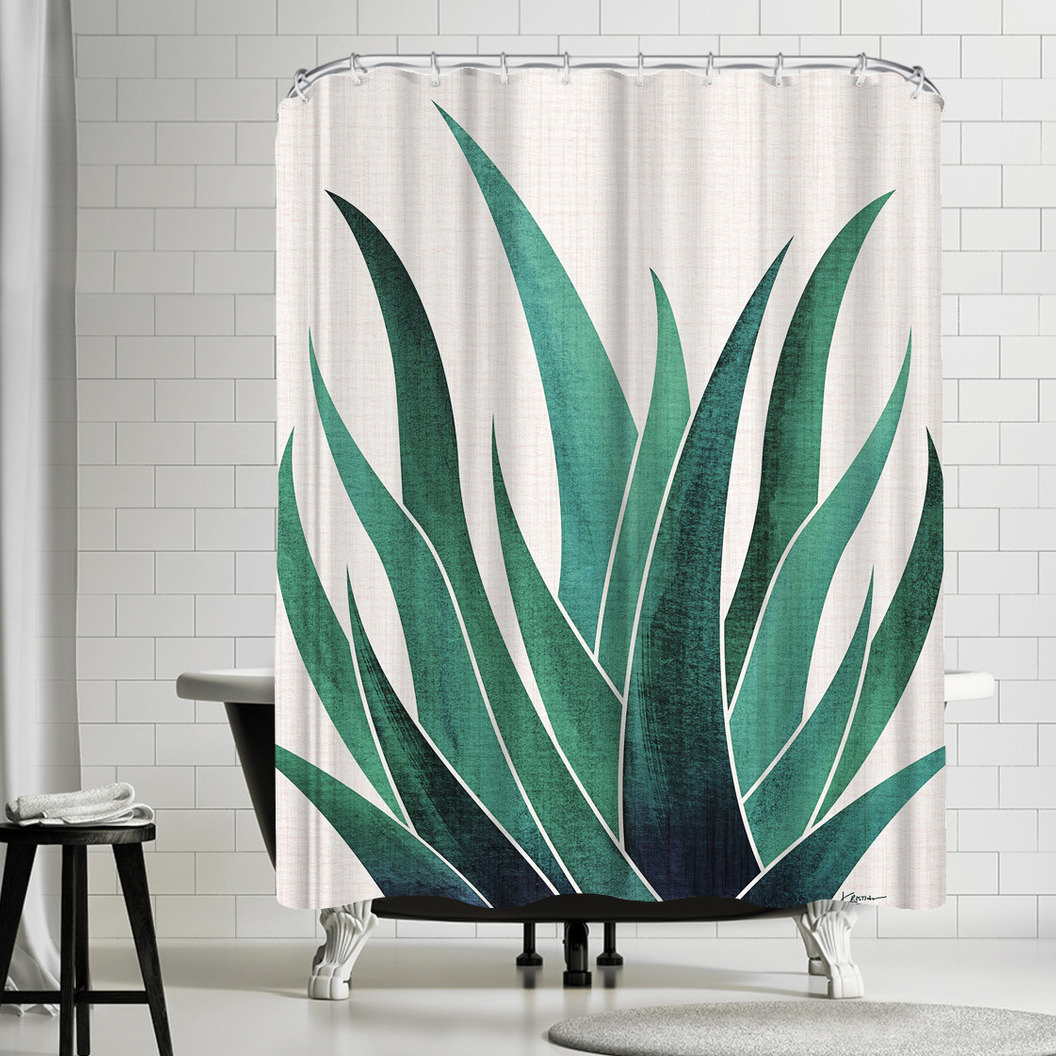 The Twillery Co.® 71" x 74" Shower Curtain, Desert Agave by Modern Tropical Wayfair