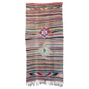 Kilim Boucherouite Vintage Moroccan Hand Knotted Wool Gray/Violet Area Rugu00a0