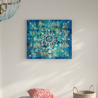 Bungalow Rose Mandala In Blue I Acrylic Painting Print On Canvas