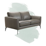 Aaron Genuine Leather 61 Round Arm Loveseat by Foundstone™
