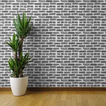 Ebern Designs Grey Bricks Removable Wallpaper Brick Hit A Brick
