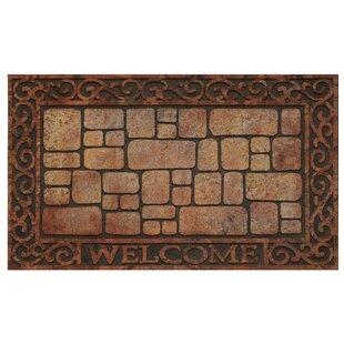 Raised Rubber Paver Scroll 30 In X 18 In Outdoor Door Mat