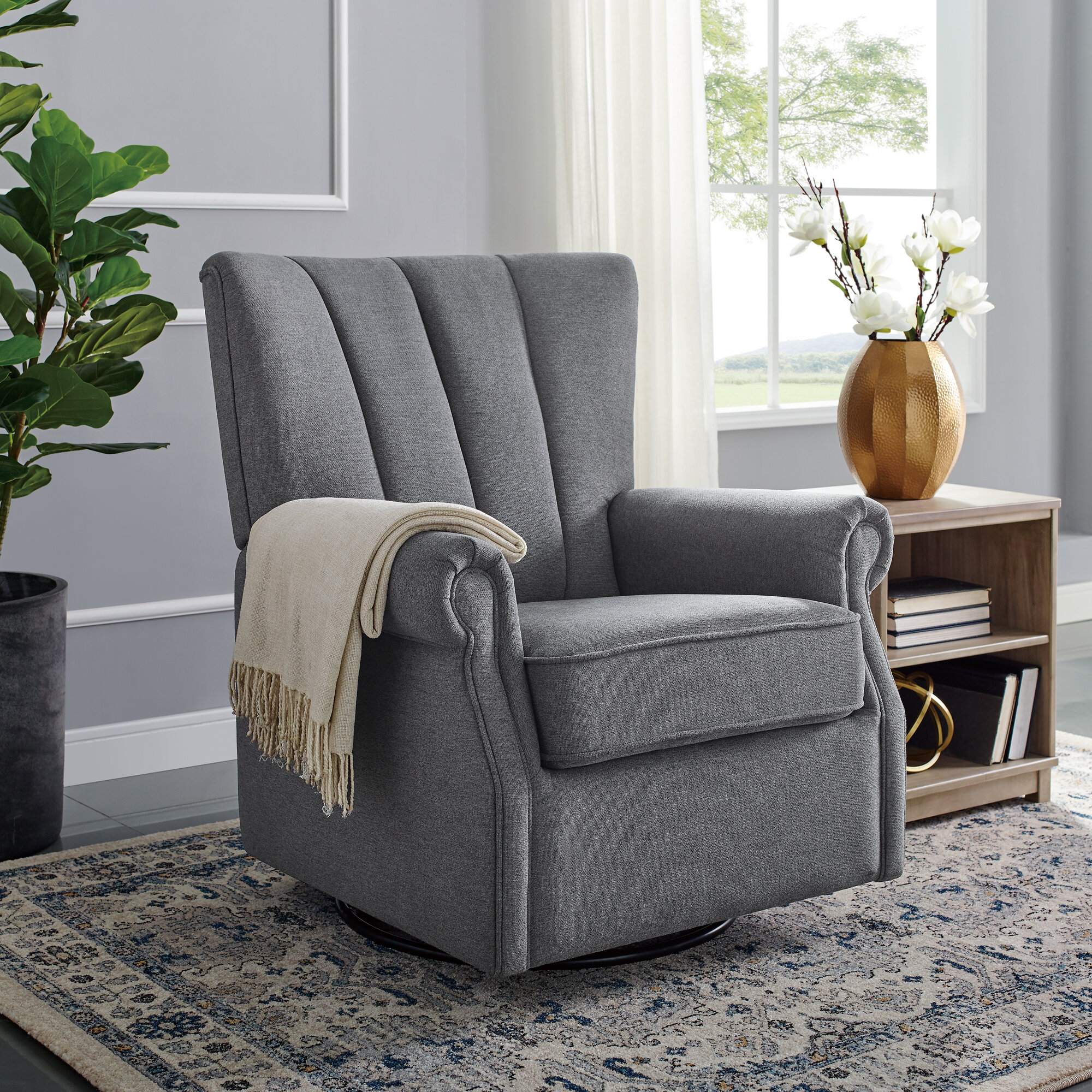 upholstered swivel glider chair