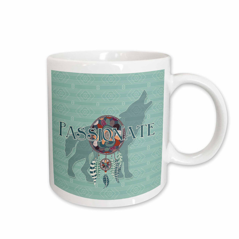East Urban Home Wolf Native American Animal Spirit With Dream Catcher Passionate Coffee Mug Wayfair