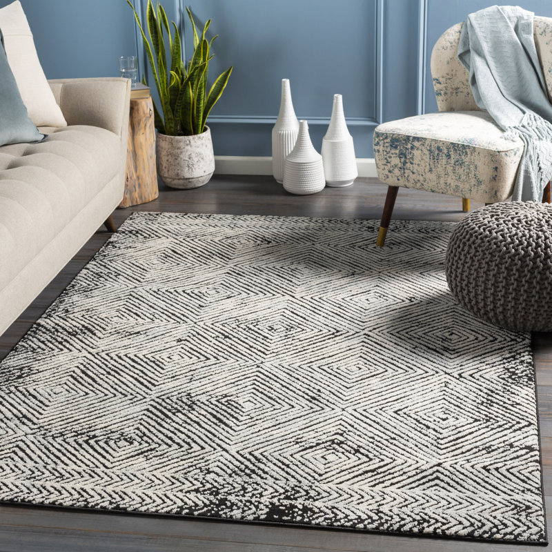 Wrought Studio Frome Distressed GlobalInspired White/Black Area Rug & Reviews Wayfair