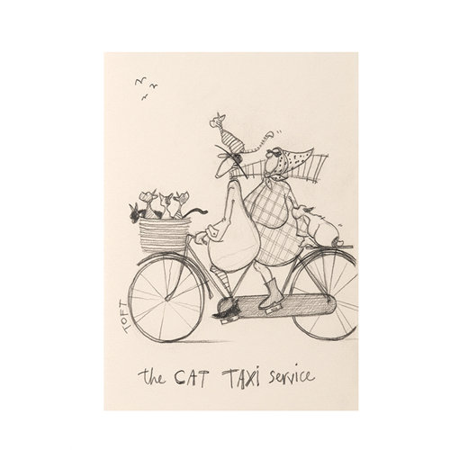 'The Cat Taxi Service' by Sam Toft Drawing Print Happy Larry