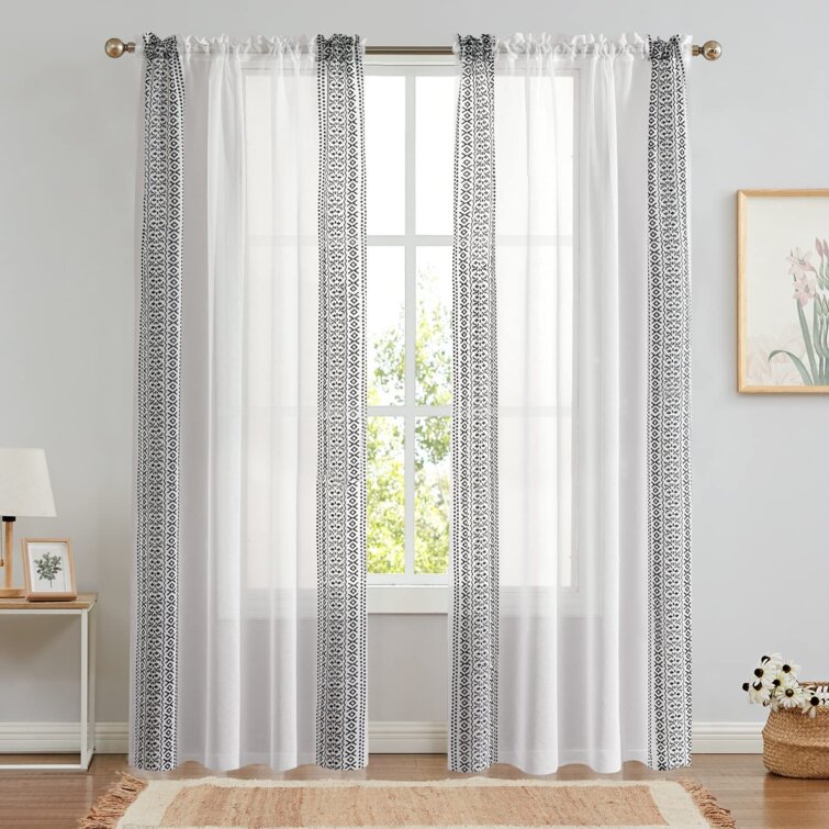 Sheer Curtains 84 Inches Long Rod Pocket Sheer Voile Window Curtain Panels for 