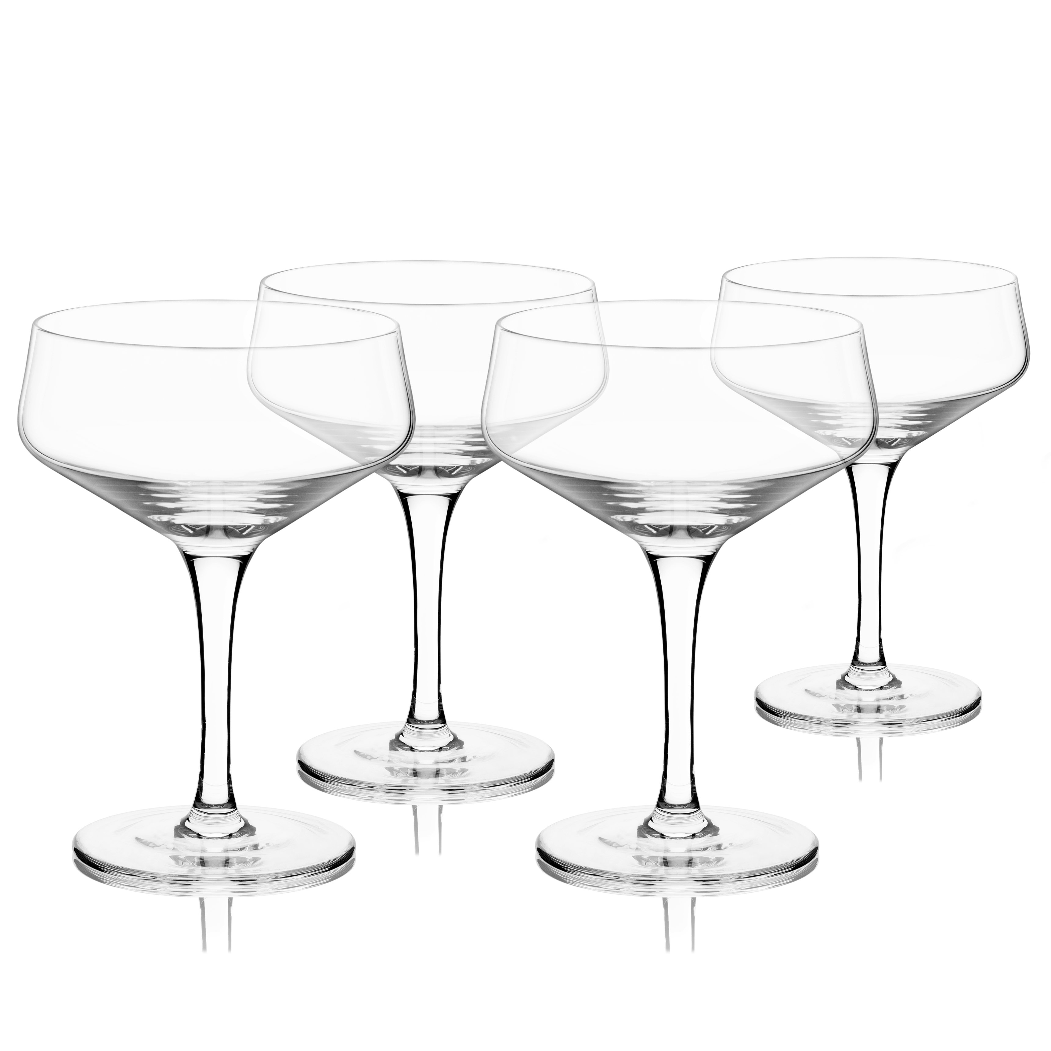 Viski Raye Angled Crystal Coupe Glasses Lead Free Crystal Coupe Cocktail Glasses Stemmed