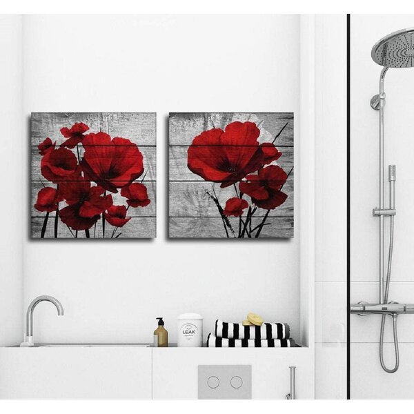Single Red Poppy Rose Flower Canvas Printed Art Painting Picture Home Wall Decor