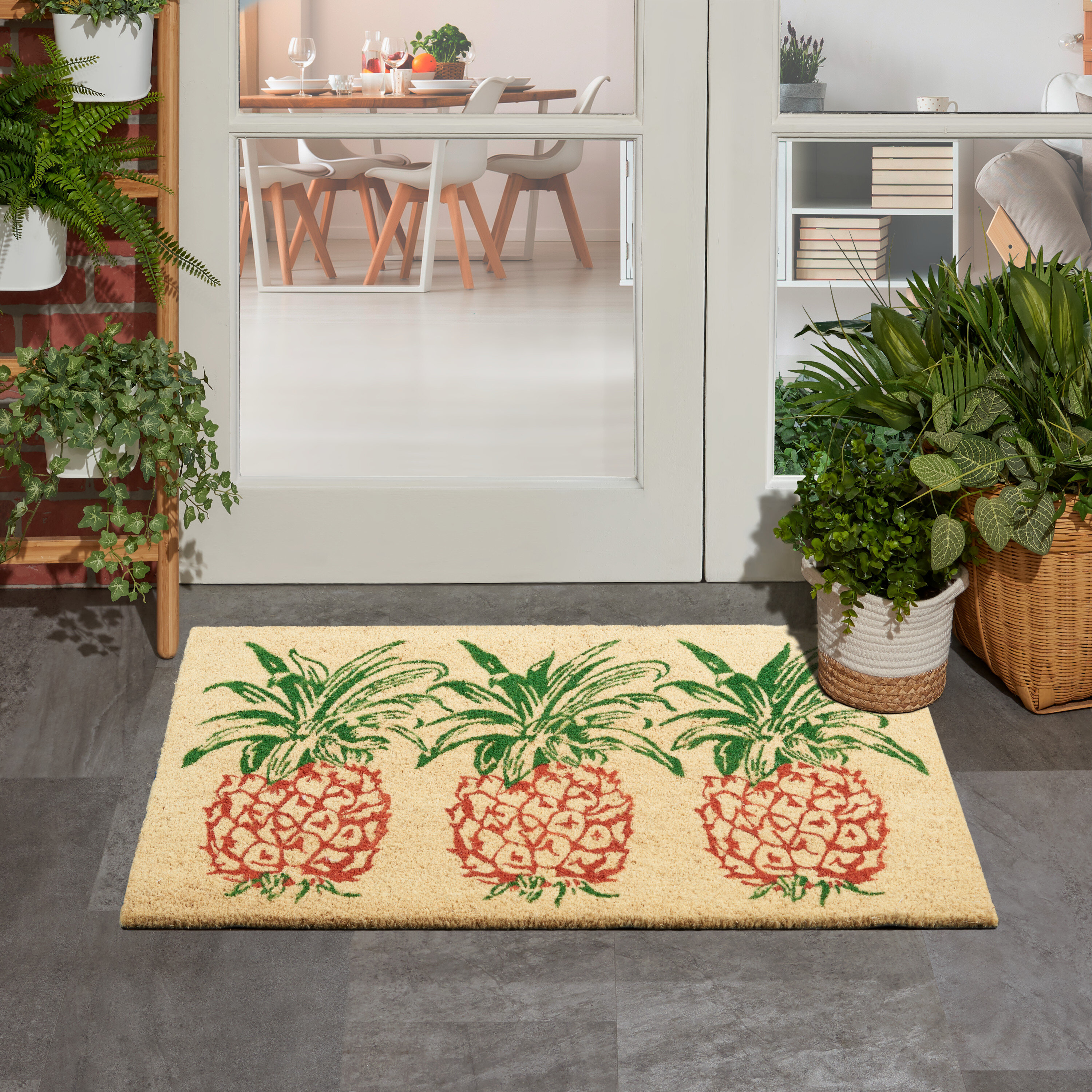 Welcome Mat DoorMat  Housewarming Gift Aloha Beaches Pineapple 