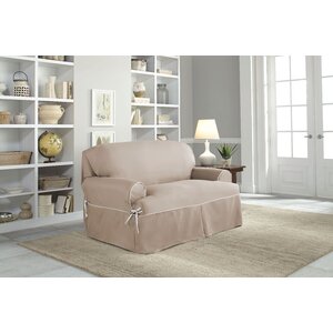 Twill T-Cushion Loveseat Slipcover