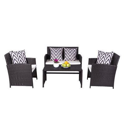 Schimpl 4 Piece Rattan Sofa Set With Cushions Ebern Designs Rattan Sofa Set With Cushions Ebern Designs