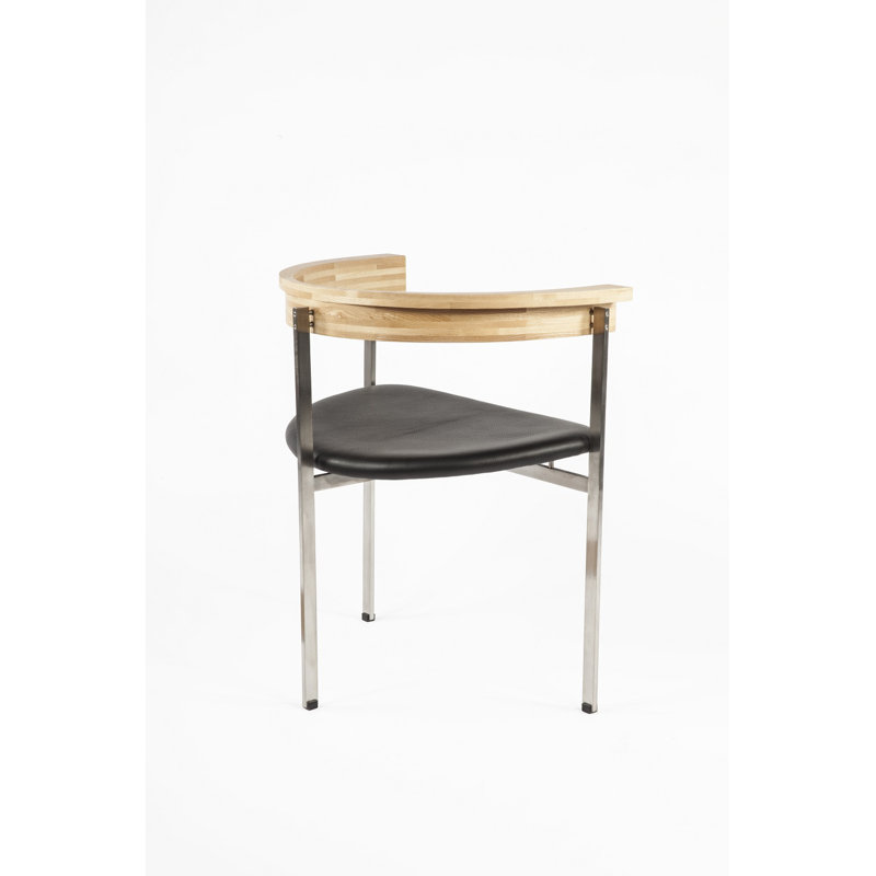 Stilnovo Leather Upholstered Solid Wood Arm Chair In Black Wayfair