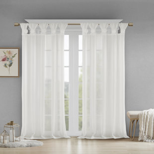 Baby Kids Curtains Birch Lane Mysliwiec Fl Twist Solid Semi Sheer Tab Top Single Curtain Panel