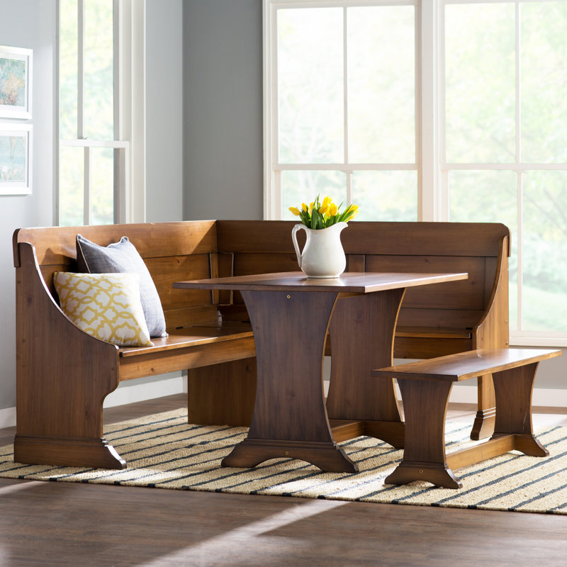 Three Posts Rockport 3 Piece Solid Wood Breakfast Nook ...
