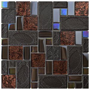 Eden Random Sized Glass and Stone Mosaic Tile in Walnut