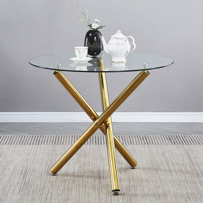 ((INCOMPLETE ONLY TOP GLASS )) Gibun Trestle Dining Table