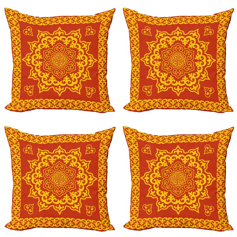Pillowcase Square Decorative Cushion Cover for Car Sofa Bed Living Room 4 Pack 