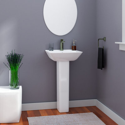 Eden 28" Vitreous China White U-Shaped Bathroom Sink with Faucet and Overflow