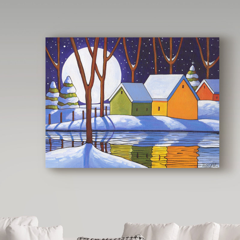 Winston Porter Reflection Winter Night Acrylic Painting Print On