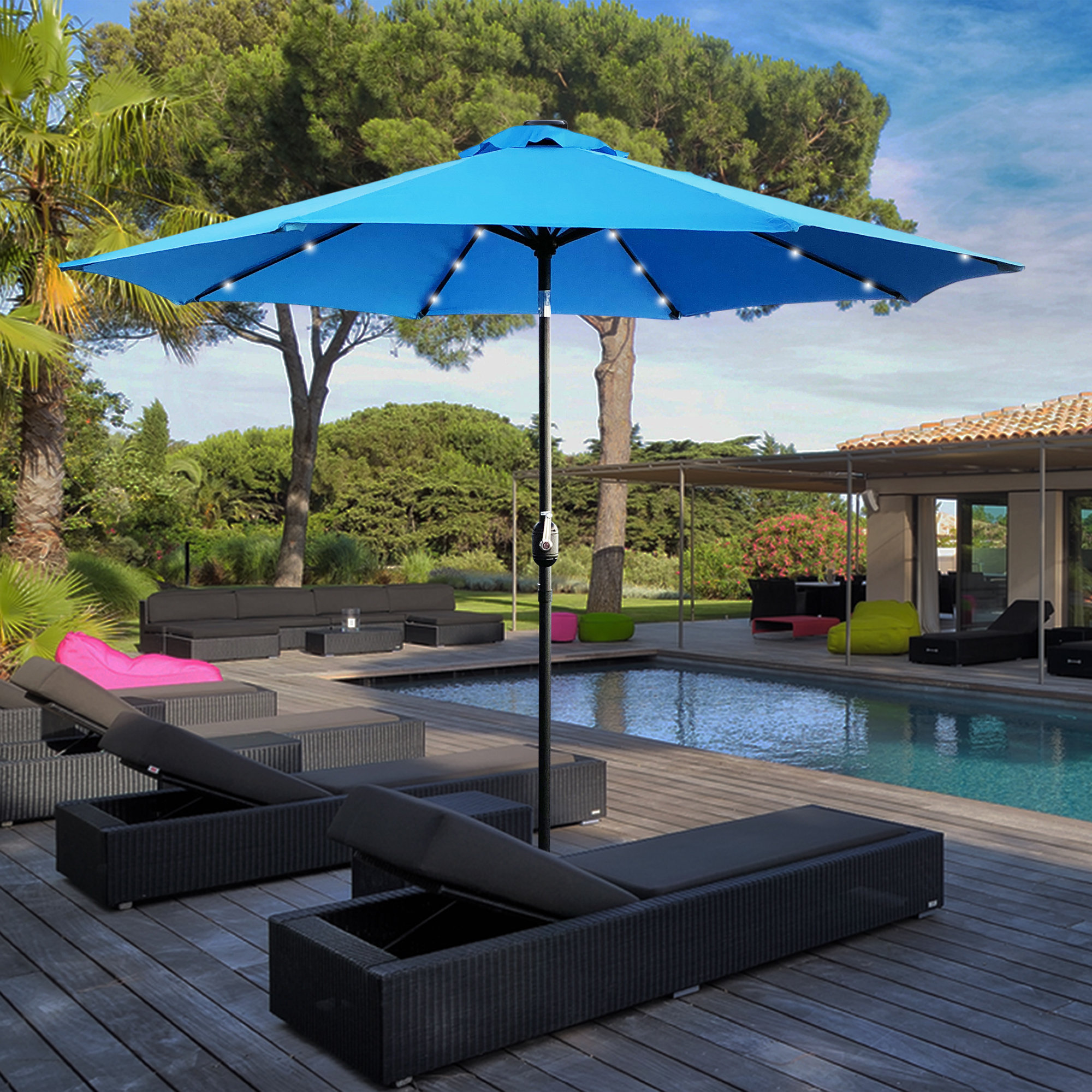 Charlton Home Solar Led Lighted Patio 9 Market Umbrella Reviews Charlton Home Solar Led Lighted Patio 9