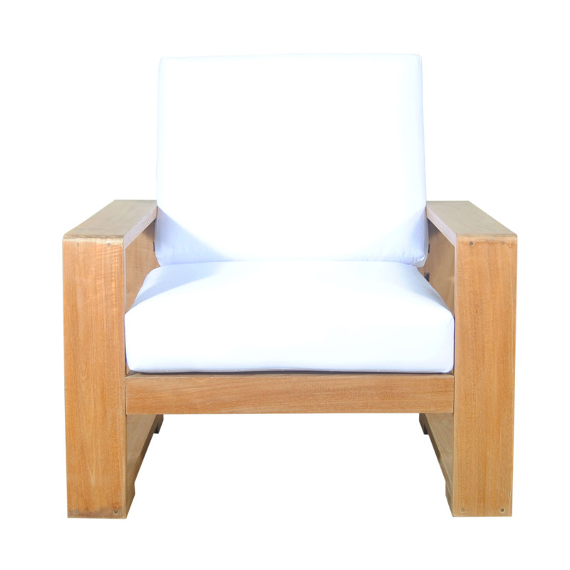 Rosecliff Heights Lochlan Teak Recliner Patio Chair With Sunbrella Cushions Wayfair