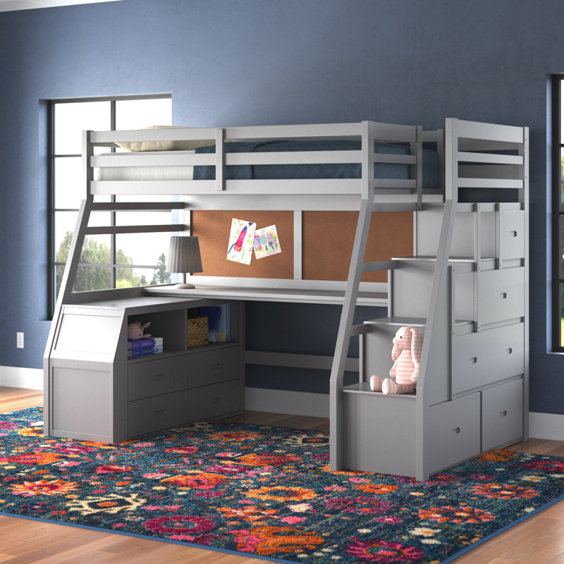 Zoomie Kids Jeramiah Twin Loft Bed With Shelves And Drawers Wayfair