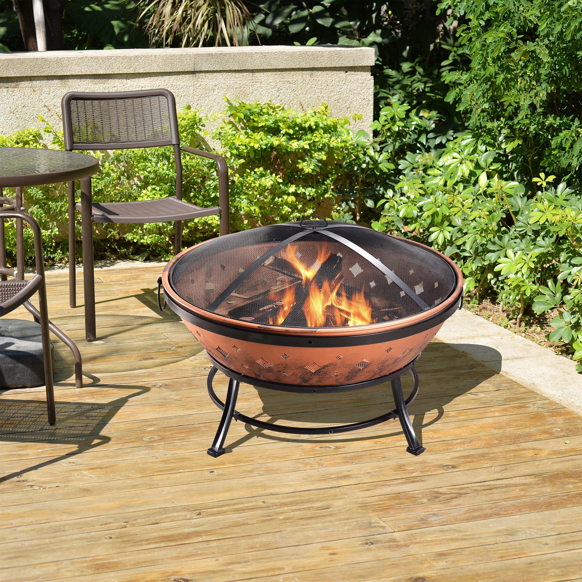 Ebern Designs Morrie Outdoor Steel Wood Burning Fire Pit Wayfair Ca