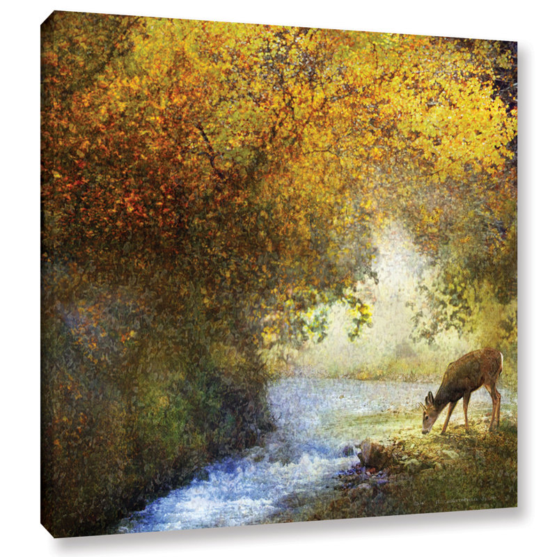 Loon Peak Deer By A Woodland Brook Painting Print On Wrapped