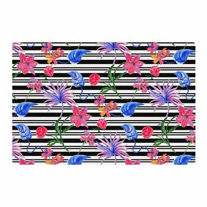 DLKG Design Flower Party Black/Pink Area Rug