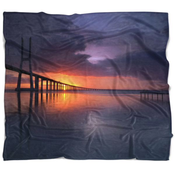 East Urban Home Pier Seascape Vasco Da Gama Bridge Portugal Blanket Wayfair