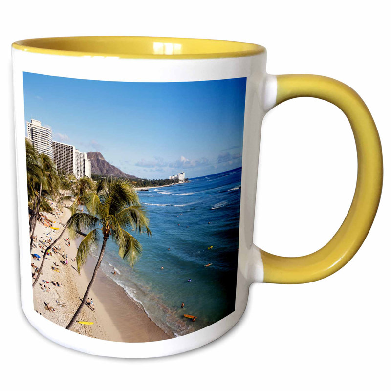 Symple Stuff Inoue Hawaii Islands Oahu Waikiki View Of Waikiki Beach Coffee Mug Wayfair