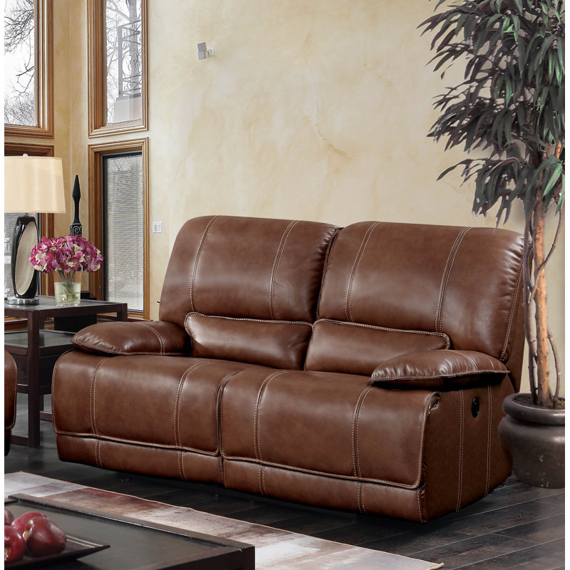 17 Stories Dupree Leather Reclining Sofa Wayfair