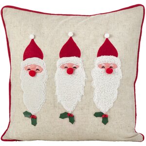 Houx De Noel Santa Claus Trio 3D Holiday Christmas Throw Pillow