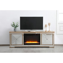 White and gold fireplace tv stand Clearance