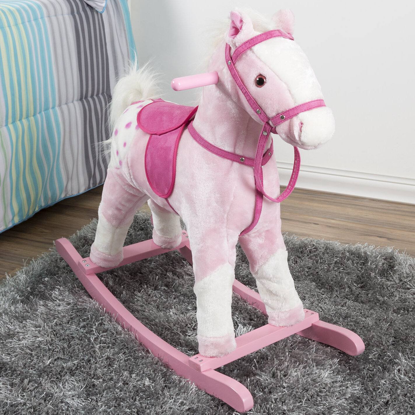 happy trails pink plush rocking pony